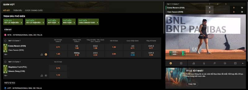 Cá cược tennis 188bet